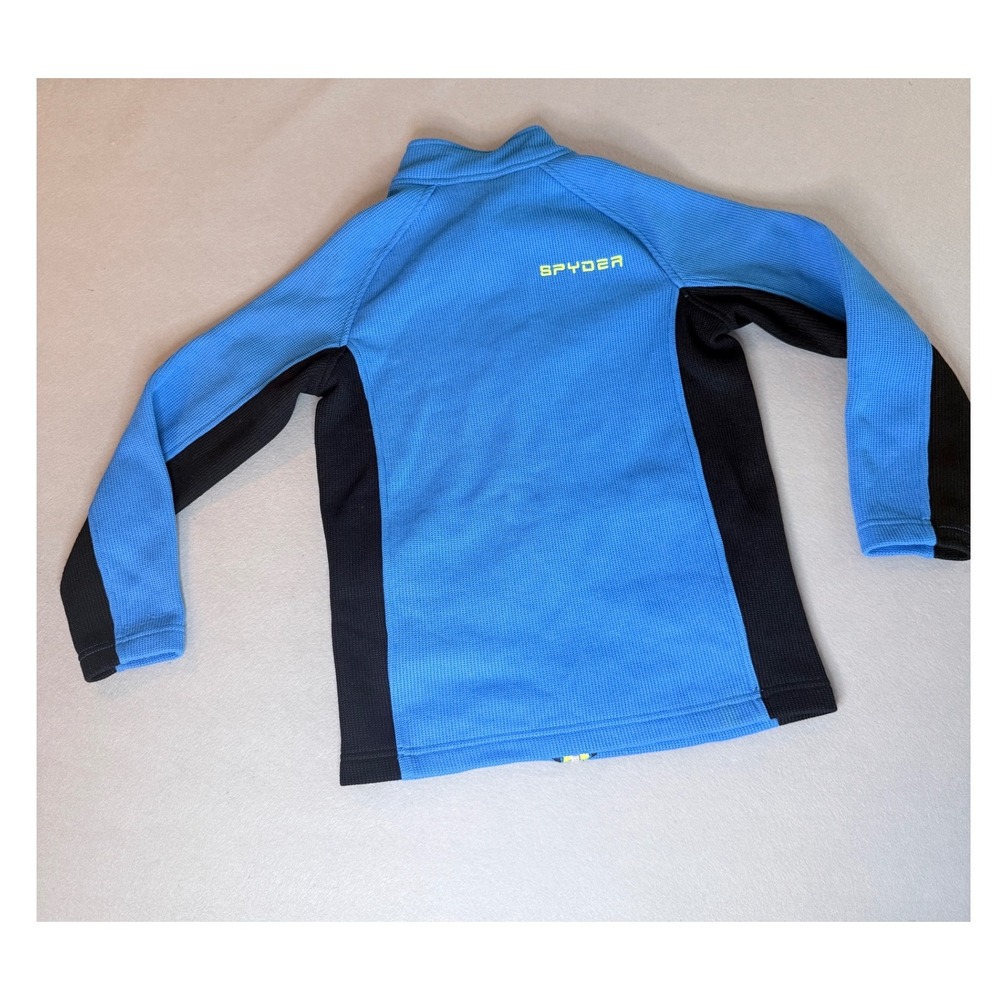 Spyder Boys Blue Black Full Zip Fleece Jacket Size M 10/12 Colorblock Activewear - Picture 7 of 7